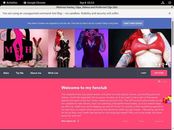 Mistress Harley Account Info